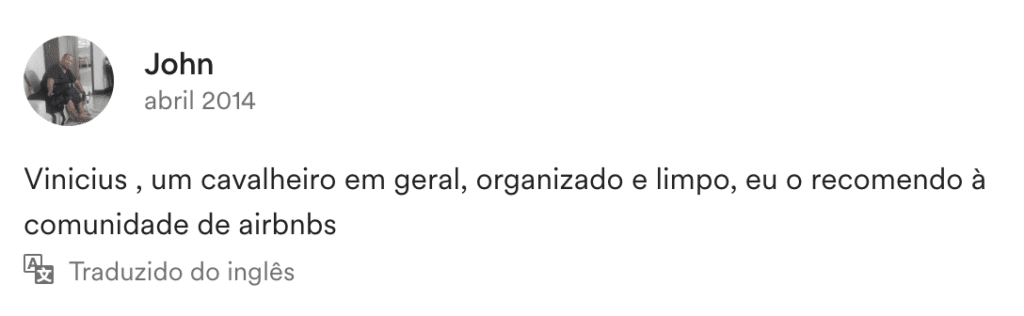 Avaliação no Airbnb